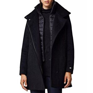 Soia & Kyo Abbi Women's Notch Collar Black Wool Coat Size M (MSRP $595)